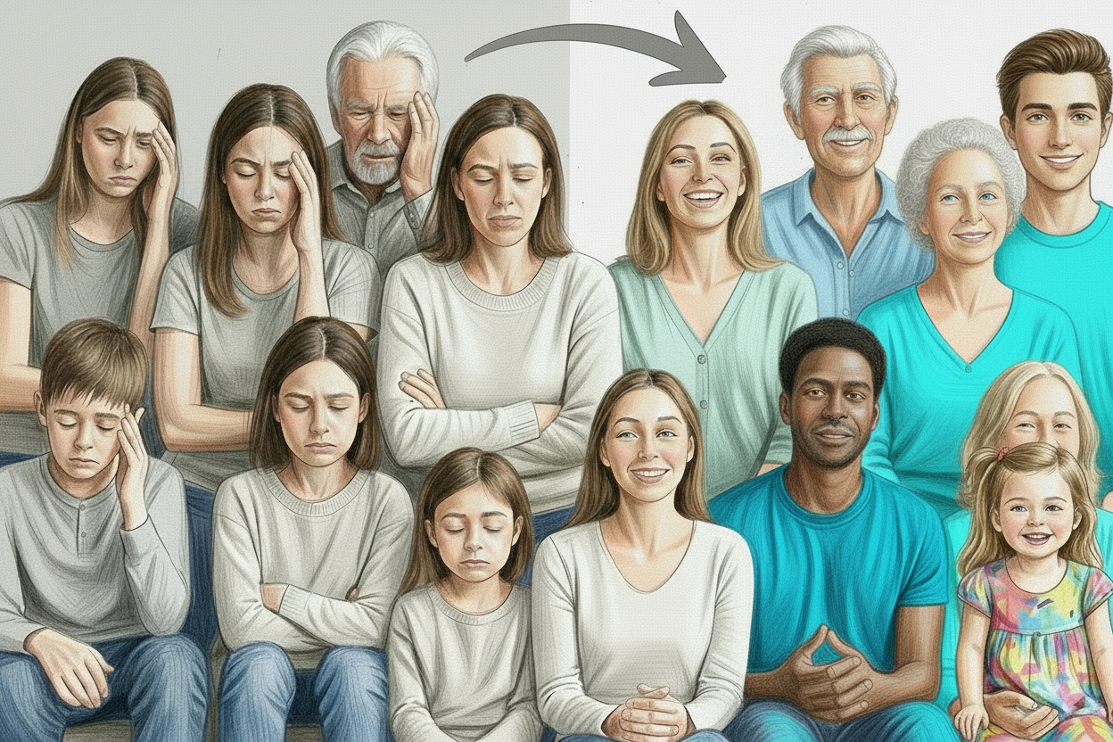 kan du fjerne stregen og lave en pil fra den ene side til den anden, så man kan se før og efter angsthealing